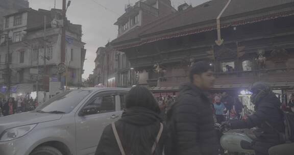 加德满都杜巴广场4K灰度尼泊尔印度异域文