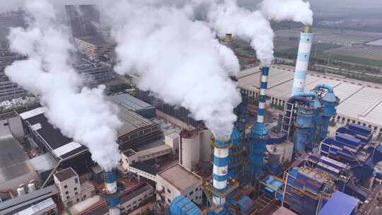 工厂烟囱排放废气空气污染温室气体全球变暖视频素材模板下载