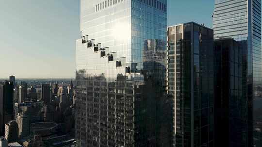 城市航拍纽约曼哈顿螺旋大厦摩天大楼天际线