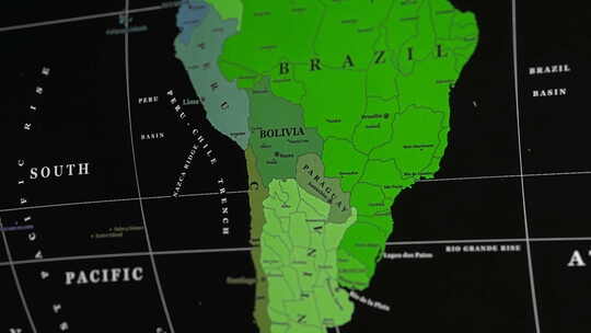世界地图上的南美国家视频素材模板下载
