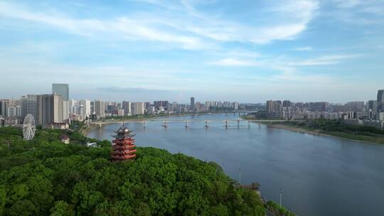 4K航拍株洲城市全景 湘江 神龙阁