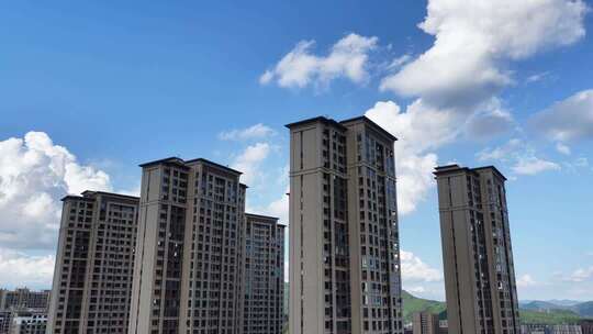 现代小区住宅楼航拍居民楼住宅小区建筑群