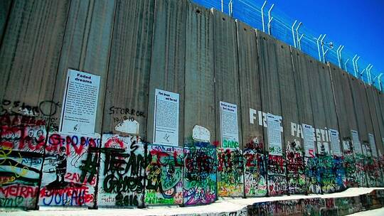 巴勒斯坦伯利恒巴以隔离墙视频素材模板下载