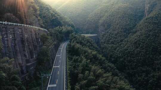 4K航拍安吉山里的盘山公路