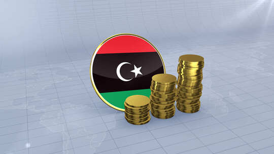 利比亚国旗与普通金币塔视频素材模板下载
