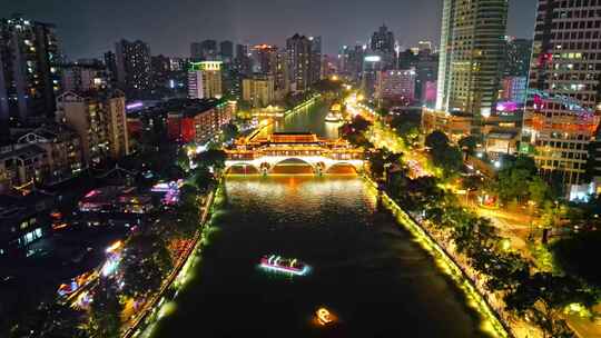 四川成都九眼桥城市夜景车流轨迹繁华夜景