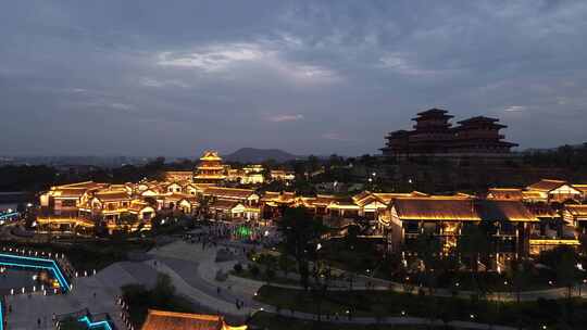 绵阳梓潼七曲山古韵建筑夜景