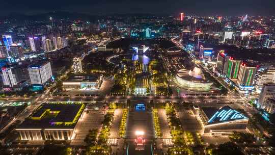 东莞南城市政府市民广场航拍延时摄影夜景