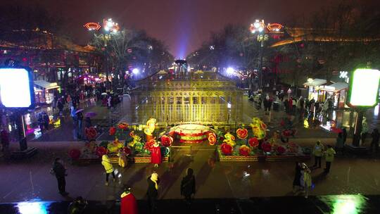 大唐不夜城全景夜景航拍