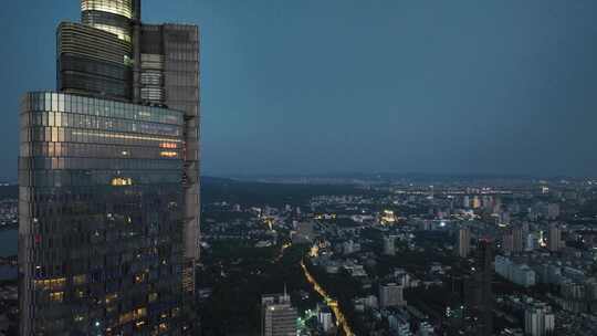 中国江苏南京城市天际线夜景风光