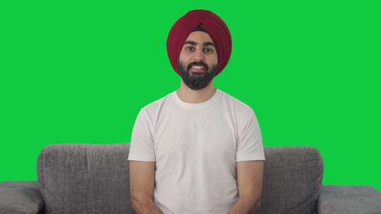 快乐的锡克教印度人做合十礼绿屏视频素材模板下载