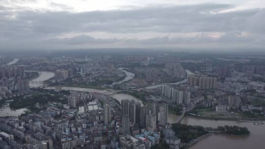 航拍衡阳石鼓书院城市风光