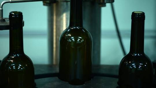 葡萄酒厂酒瓶输送机白葡萄酒生产瓶清洗和灌装视频素材模板下载