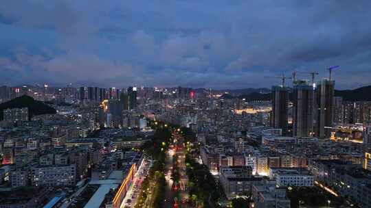 合集广东深圳城市夜幕降临夜景航拍