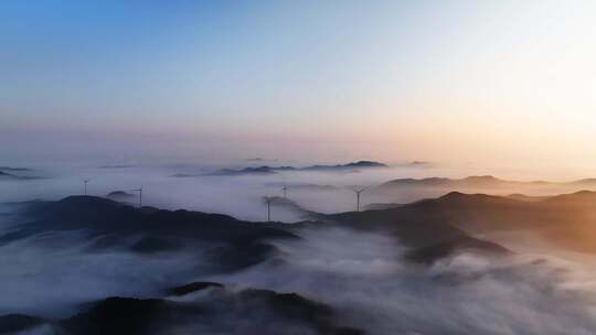 航拍群山唯美云海朝阳光芒