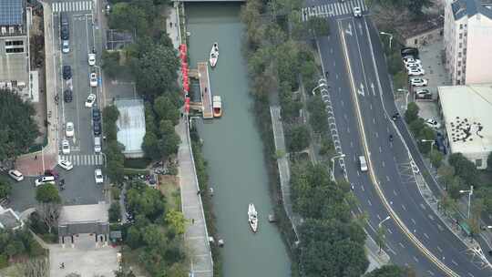 航拍福州城市内河河流 福州白马河