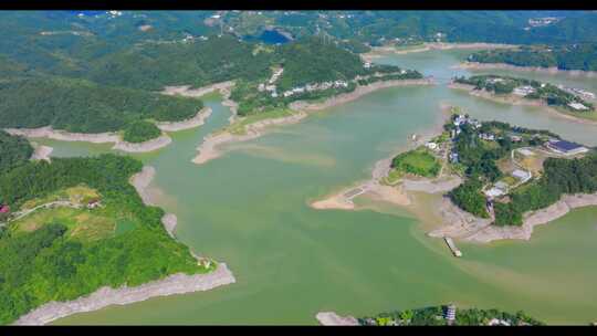 航拍陕西安康瀛湖风景区