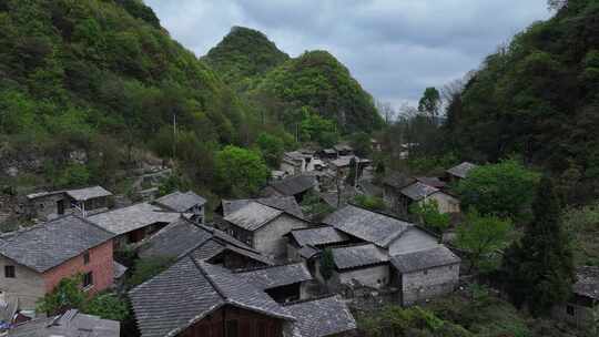 贵州安顺市云峰屯堡云山屯古村落航拍风光