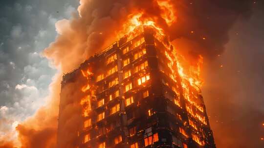 高楼着火 居民楼着火引发火灾 高层大火