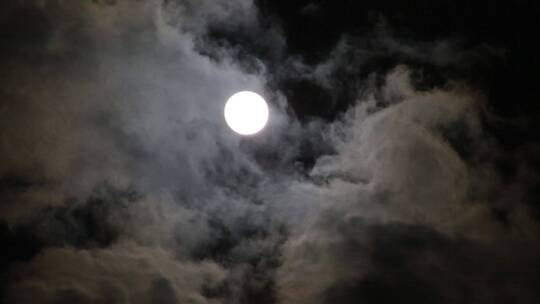 蓝天白云 天空中美丽的月亮满月