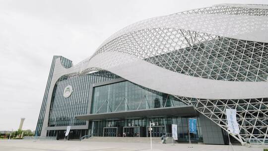 宁夏国际会堂外观和内部环境4k视频素材模板下载