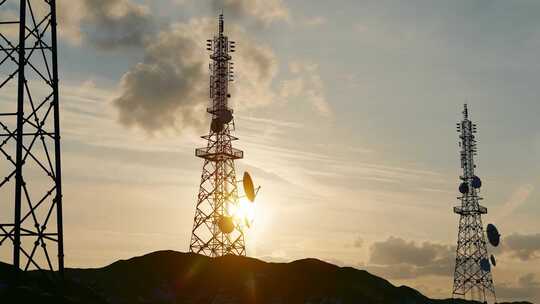 山区５ｇ基站铁塔传输网络信号视频素材模板下载