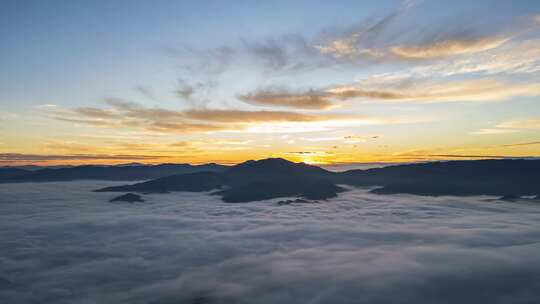 航拍景迈山云海日出延时4K