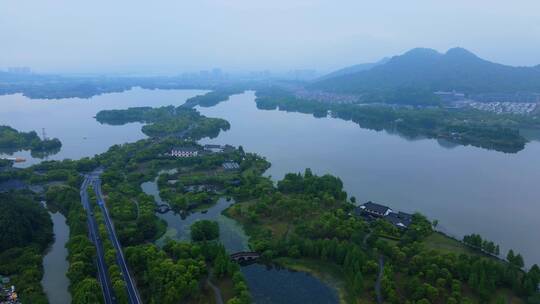 杭州湘湖的航拍