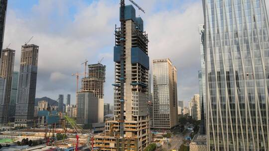 深圳建设 建筑 施工 塔吊 工地视频素材模板下载