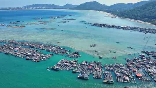 海南陵水疍家鱼排玻璃海海湾玻璃海航拍