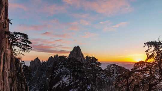 4K60P黄山红霞延时