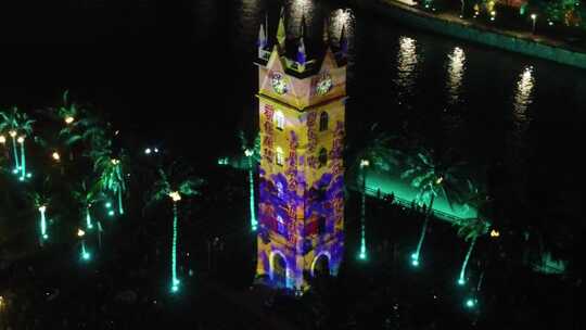 海口骑楼老街钟楼夜景