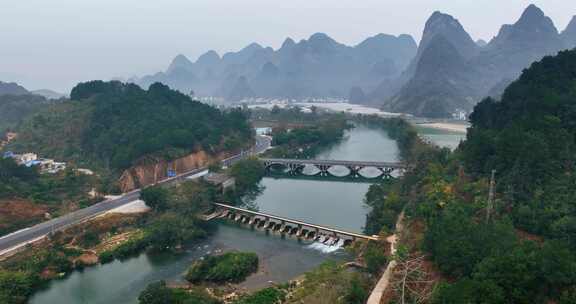 广西河池巴马盘阳河风景区航拍0803