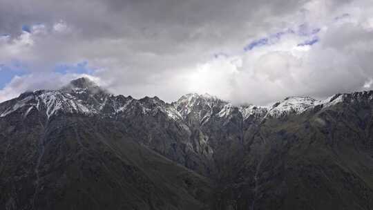 山，雪，山顶，云