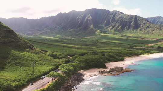 自然风光群山海岸线航拍