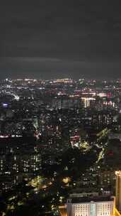 竖屏航拍广东汕头城市大景夜景灯光