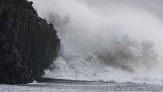 雷尼斯兰加海滩，冰岛，海浪，粉碎