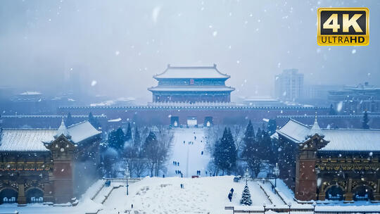 北京雪景故宫雪景大暴雪唯美雪景视频素材3