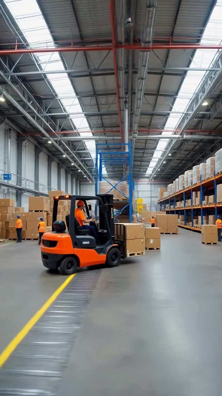 仓库叉车工人搬运货物素材