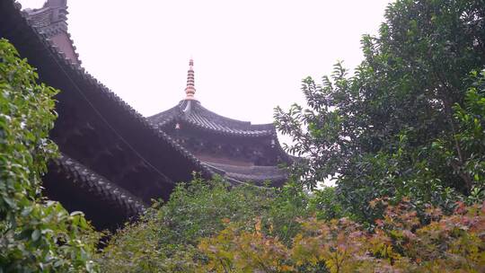 杭州三台山慧因高丽寺古园林建筑4K素材