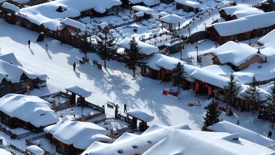 《4K超清》中国雪乡长焦航拍雪韵大街