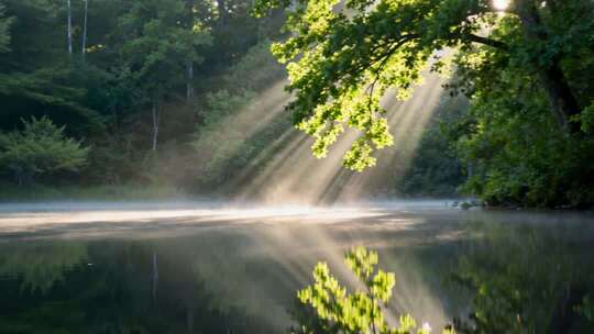 森林阳光树林航拍ai素材原创
