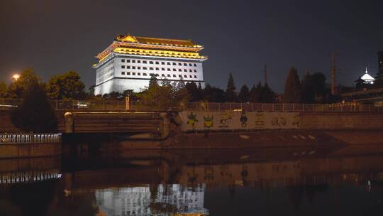 北京城东南角楼 东便门 护城河 古建筑 夜景