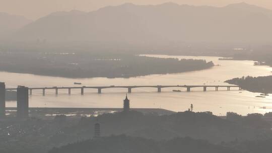 杭州三江汇袁浦大桥富春江、钱塘江、浦阳江