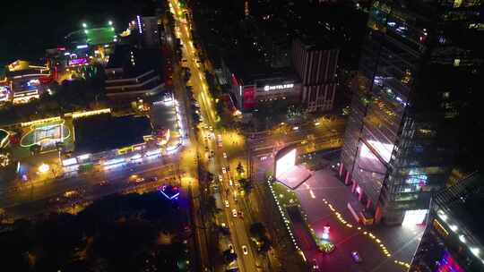 南京市玄武区车流夜景航拍延时素材