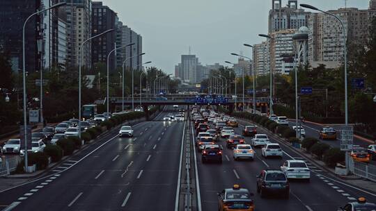 北京城市夜景人群车流街景