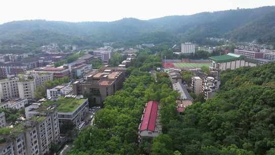 航拍长沙湖南大学校园风光岳麓山岳麓书院