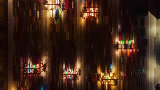 中国广东深圳盐田港集装箱码头航拍俯视夜景