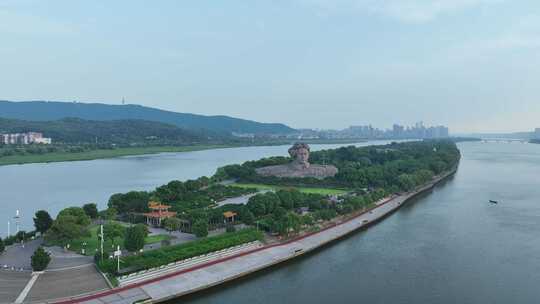 长沙橘子洲头航拍湘江橘子洲景区长沙地标