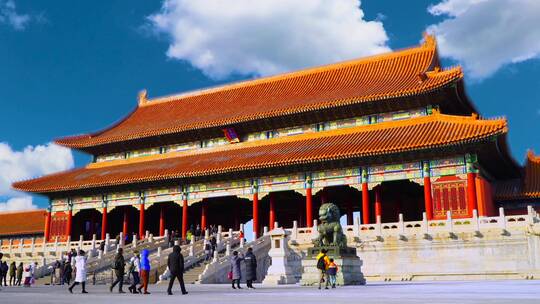 北京标志-故宫太和门 央视 传统和现代建筑视频素材模板下载